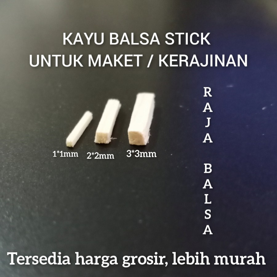 Kayu Balsa Stik 2mm x 2mm x 500mm